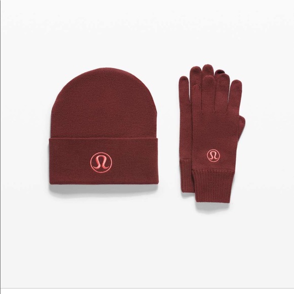 lululemon athletica Accessories - New Lululemon Logo Wool Merino Blend Warm Gloves and Beanie Set